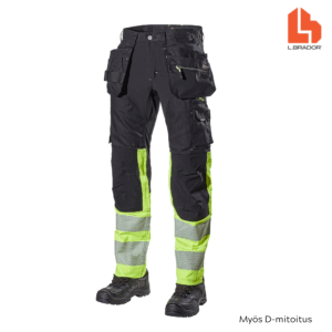 Hi-Vis Riipputaskuhousut 1071PB Aereo musta/huomiokeltainen