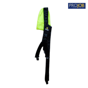 Projob 9049 leveät, mustat joustavat henkselit, joissa kestävät metallisoljet.